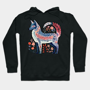 A Cute Blue Fox Scandinavian Art Style Hoodie